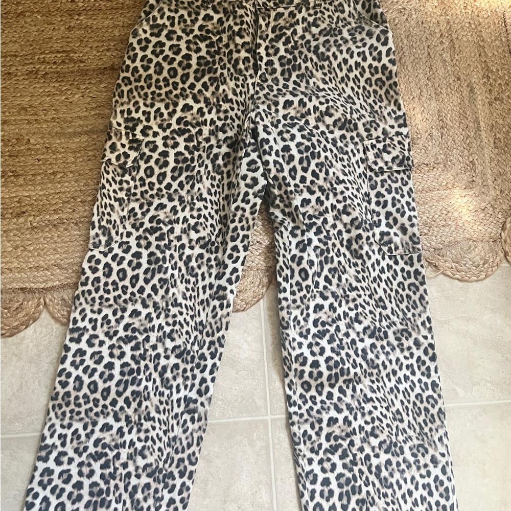 Bar III Cheetah Print Cargo Jeans - Picture 2 of 3